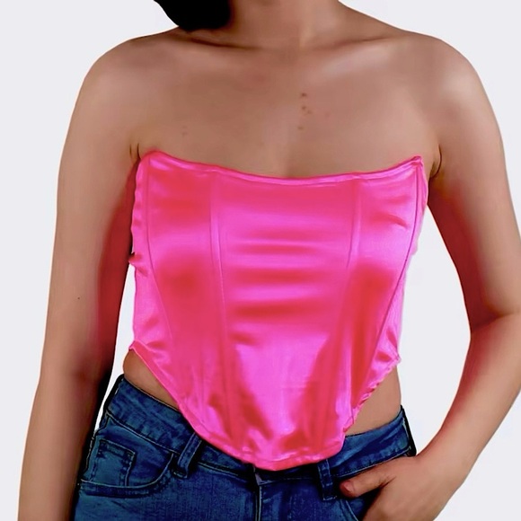 HP!✨Neon pink strapless boned corset top - Picture 5 of 10